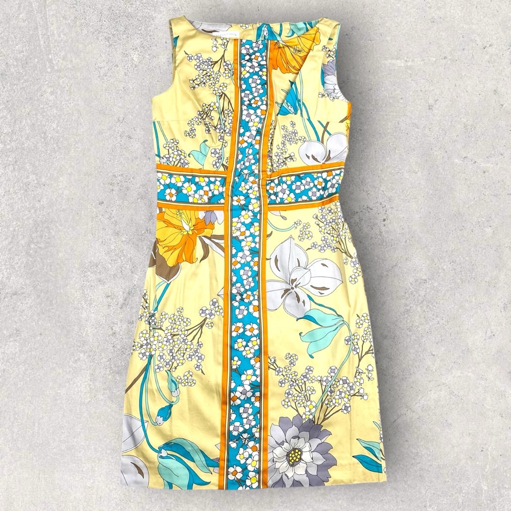 London Times Dress 4 Yellow Sleeveless Pockets Floral Wedding Cottagecore Preppy